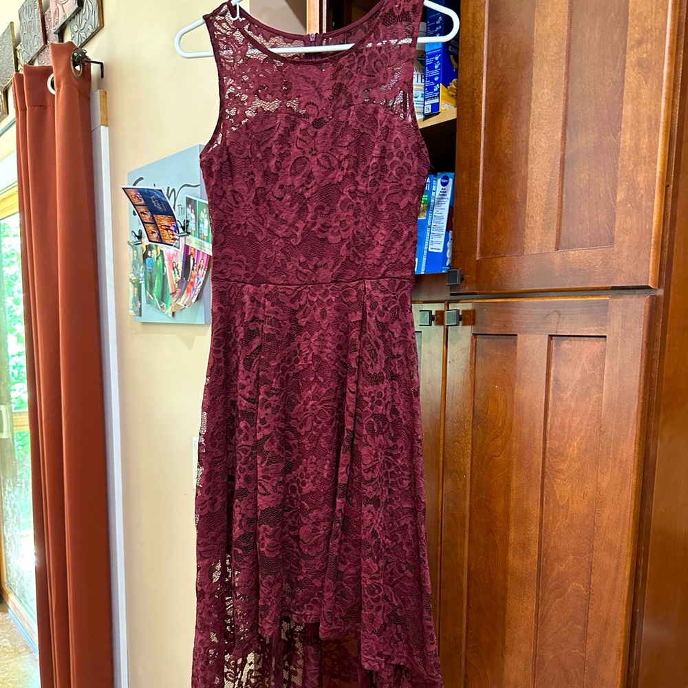 Maroon high low dress